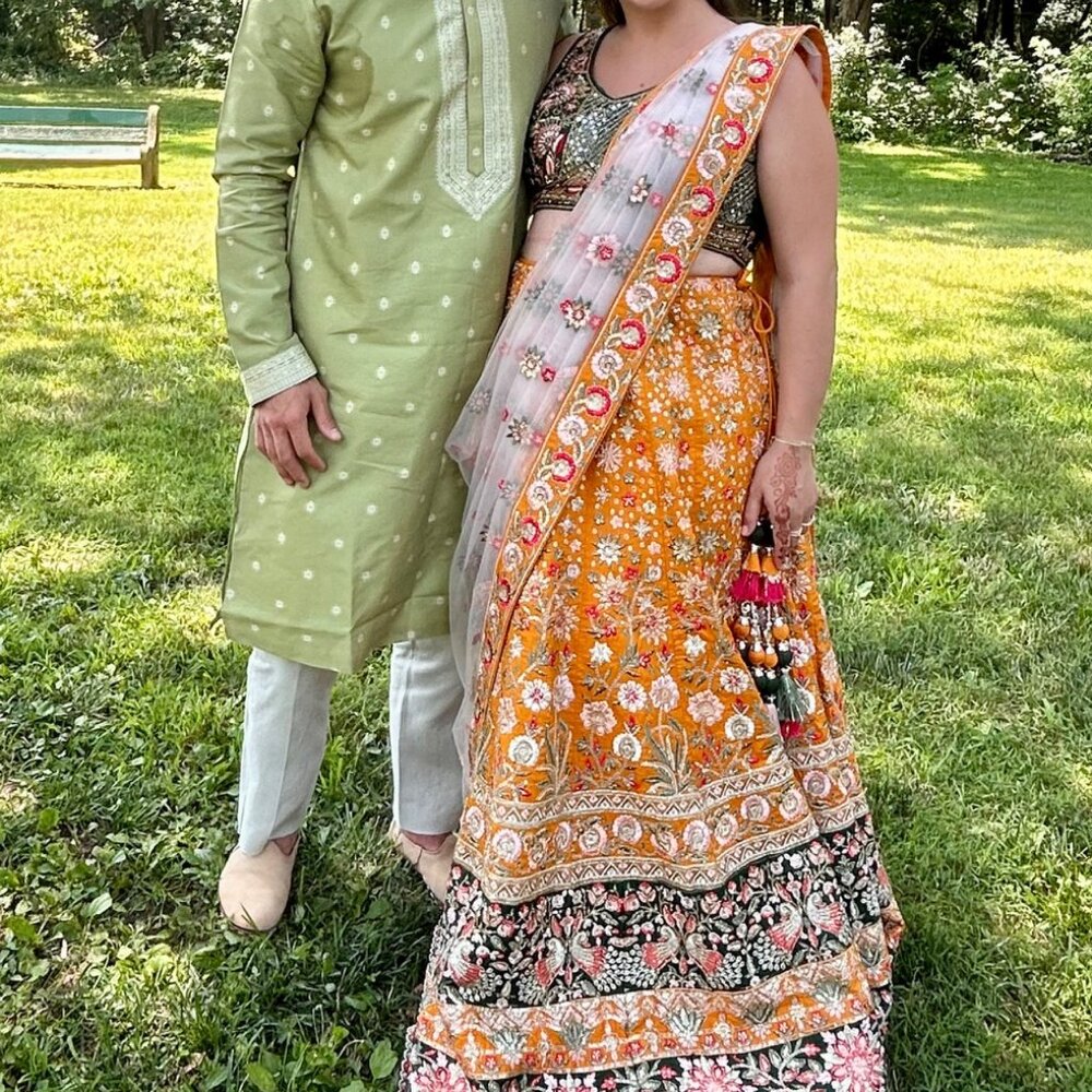 Elegant Orange and Black Lehenga